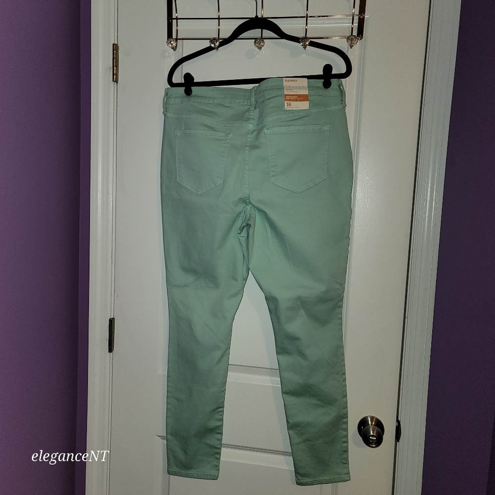 Old Navy Seafoam Green Rockstar mid-rise jeans Sz: 16 NWT - Picture 5 of 8